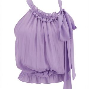 Ramy Brook Sheer Purple Sleeveless Halter Top Women’s SZ XS